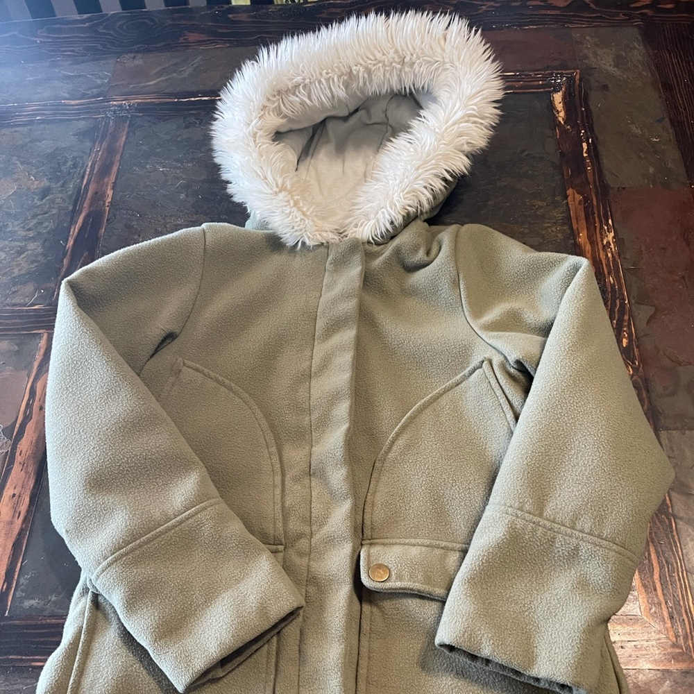 Carter Jacket size 8 with hoodie. Olive in color.